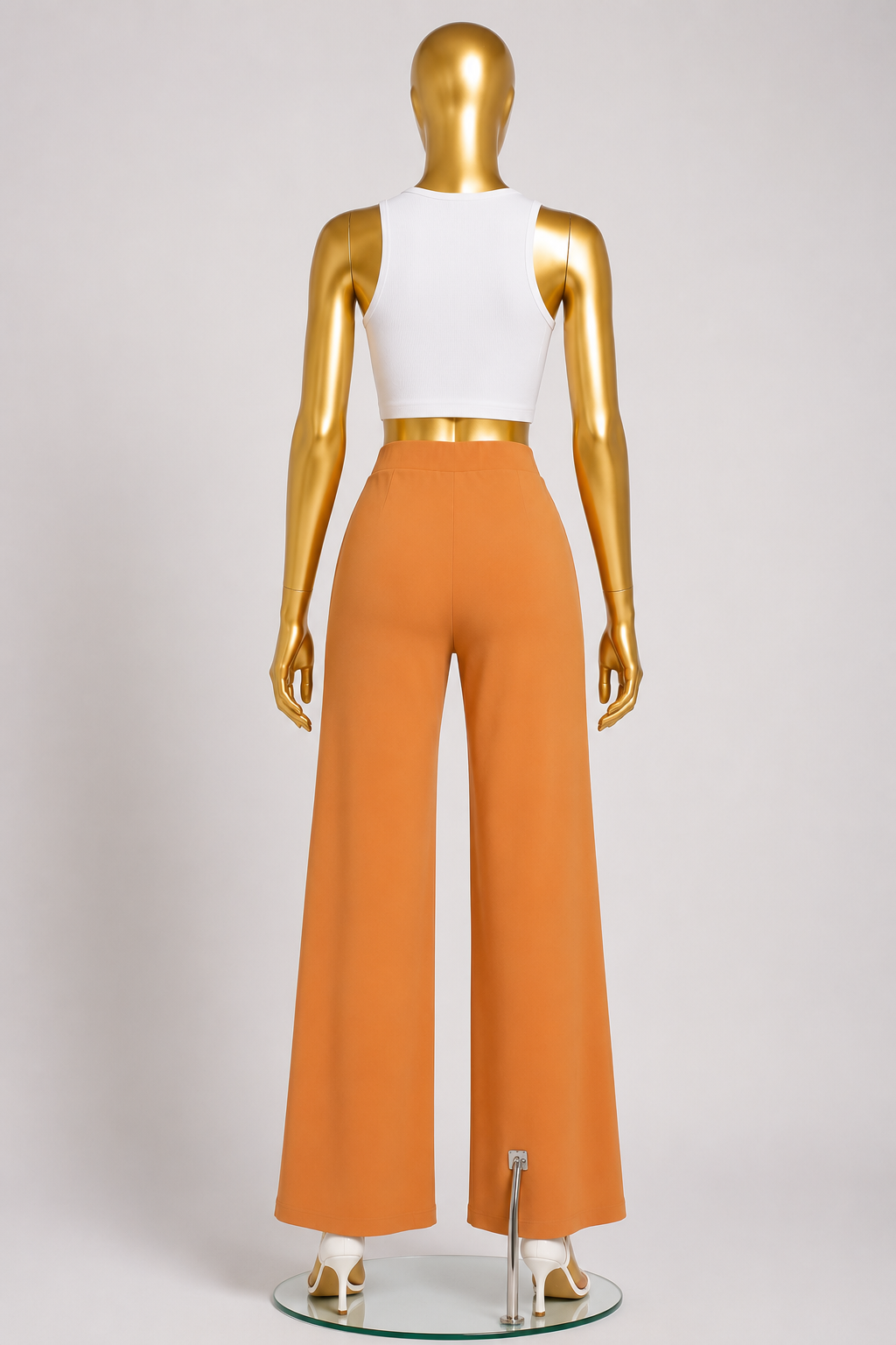 High-rise elastic slit wide pants