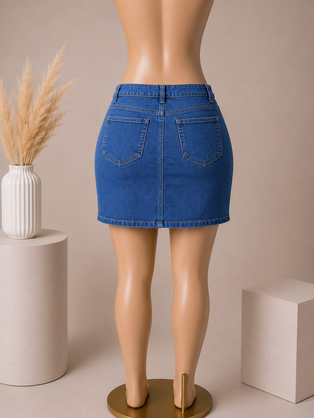 Classic Button-Front Denim Mini Skirt image 1