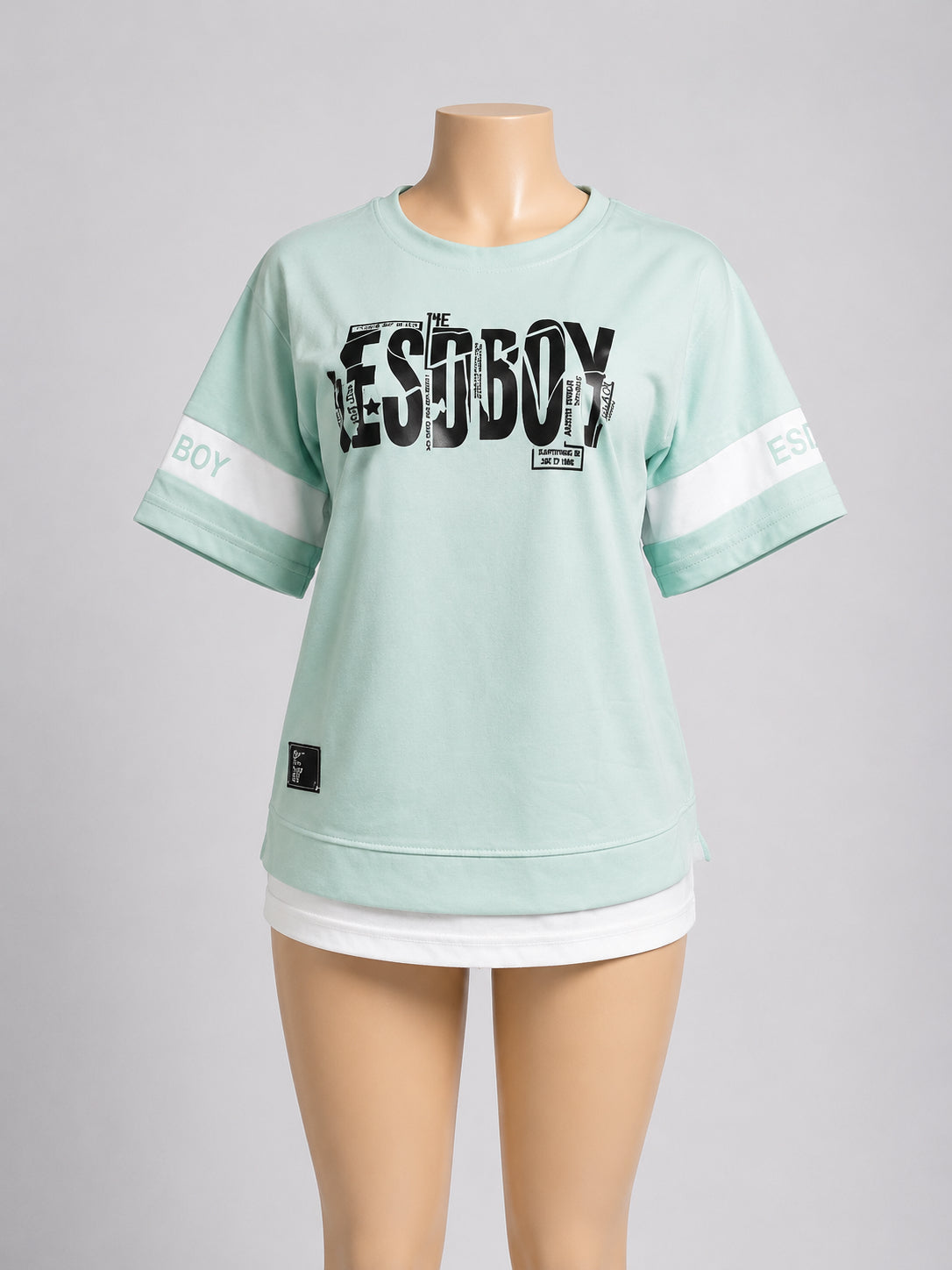 Women’s Mint Green Graphic Oversized T-Shirt – Casual Short Sleeve Streetwear To image 0