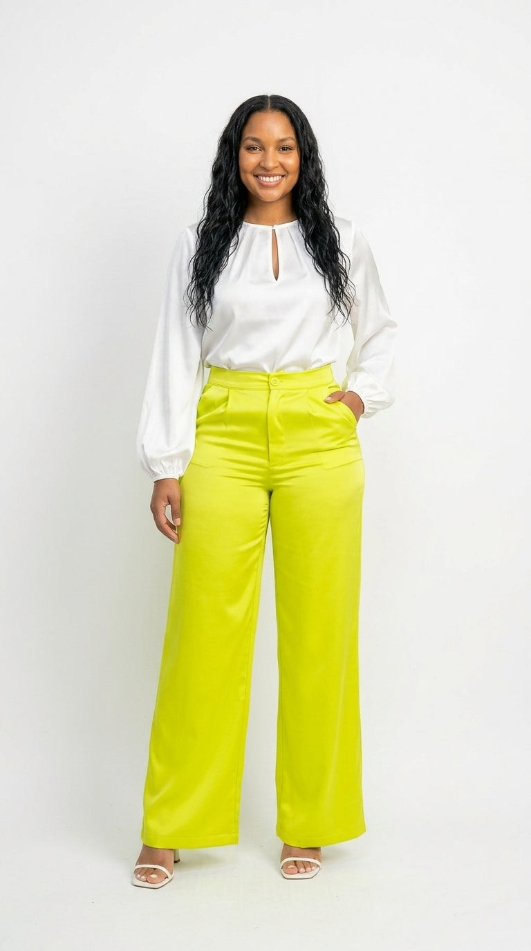 Satin High-rise wife leg pants  image 3