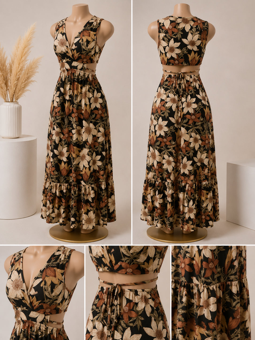 Autumn Bloom Cutout Maxi Dress   image 0