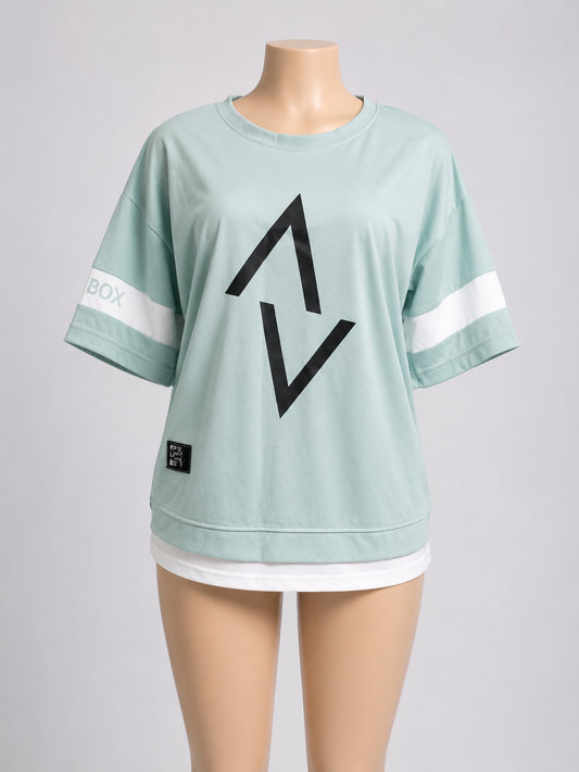 Women’s Mint Green Oversized Graphic T-Shirt – Casual Short Sleeve Crew Neck Top image 0