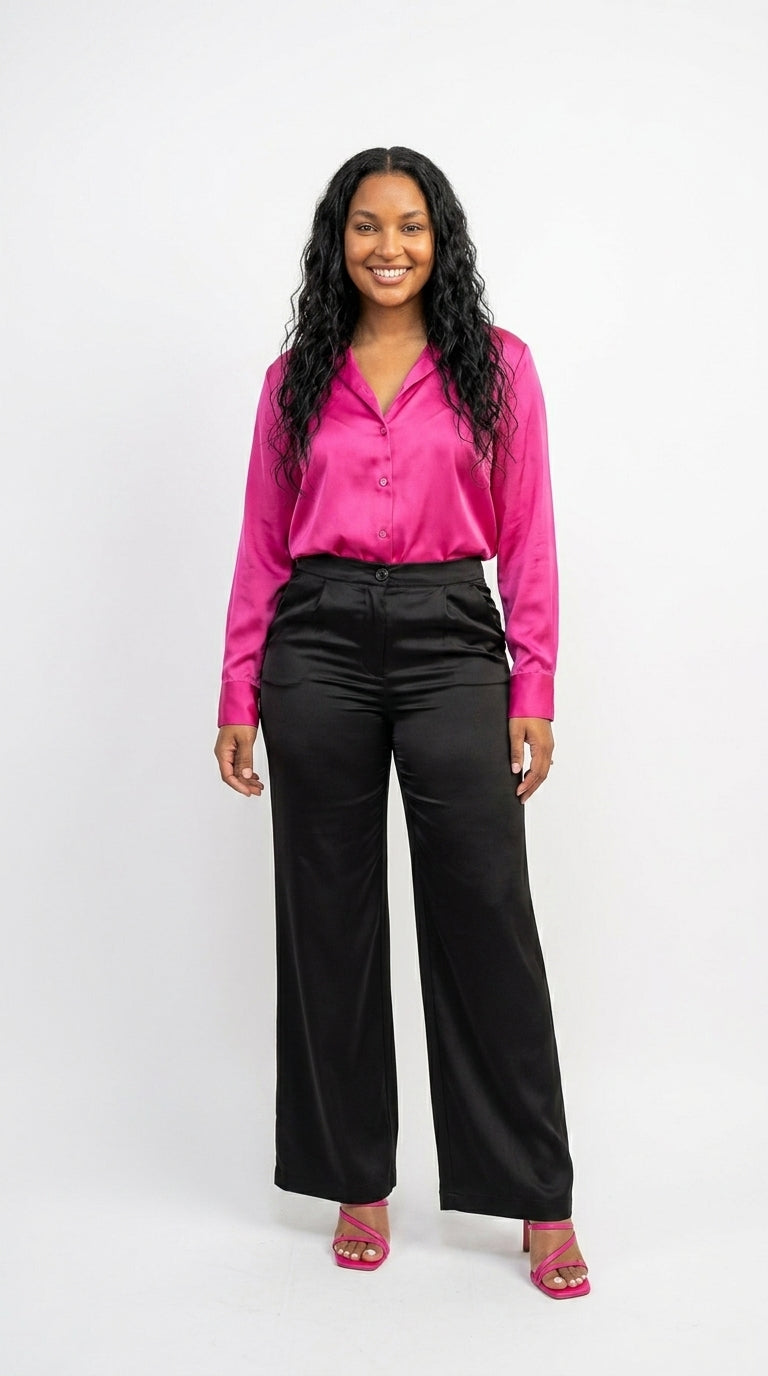 Satin High-rise wife leg pants  image 5