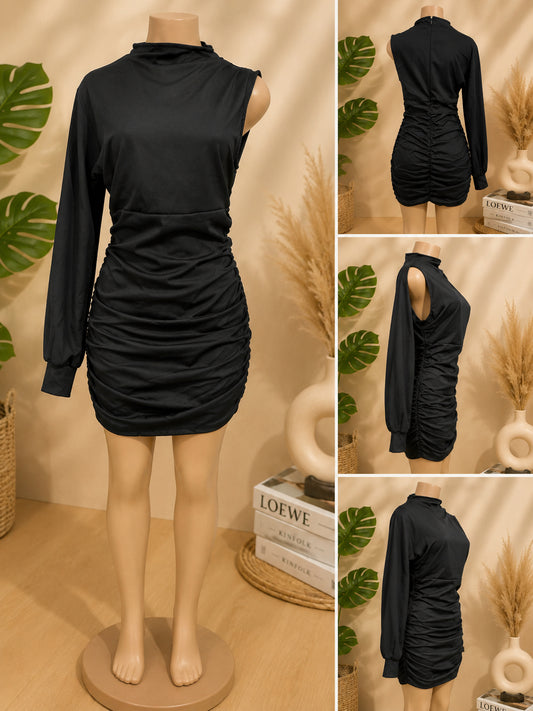 Women’s One-Shoulder Ruched Bodycon Mini Dress  image 0