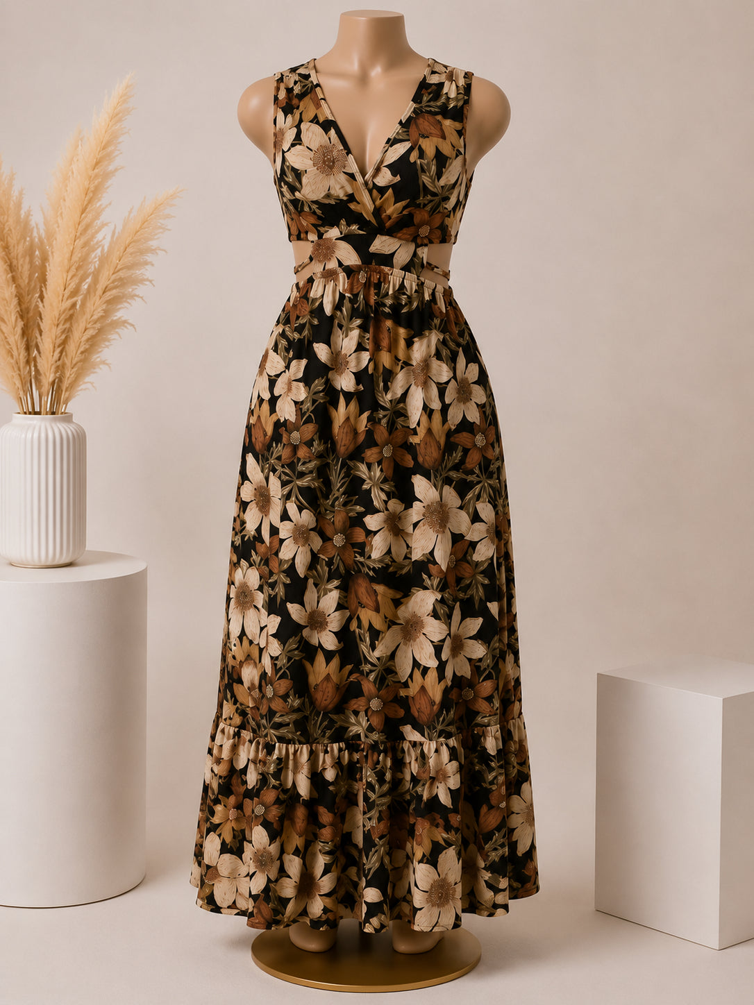 Autumn Bloom Cutout Maxi Dress   image 1