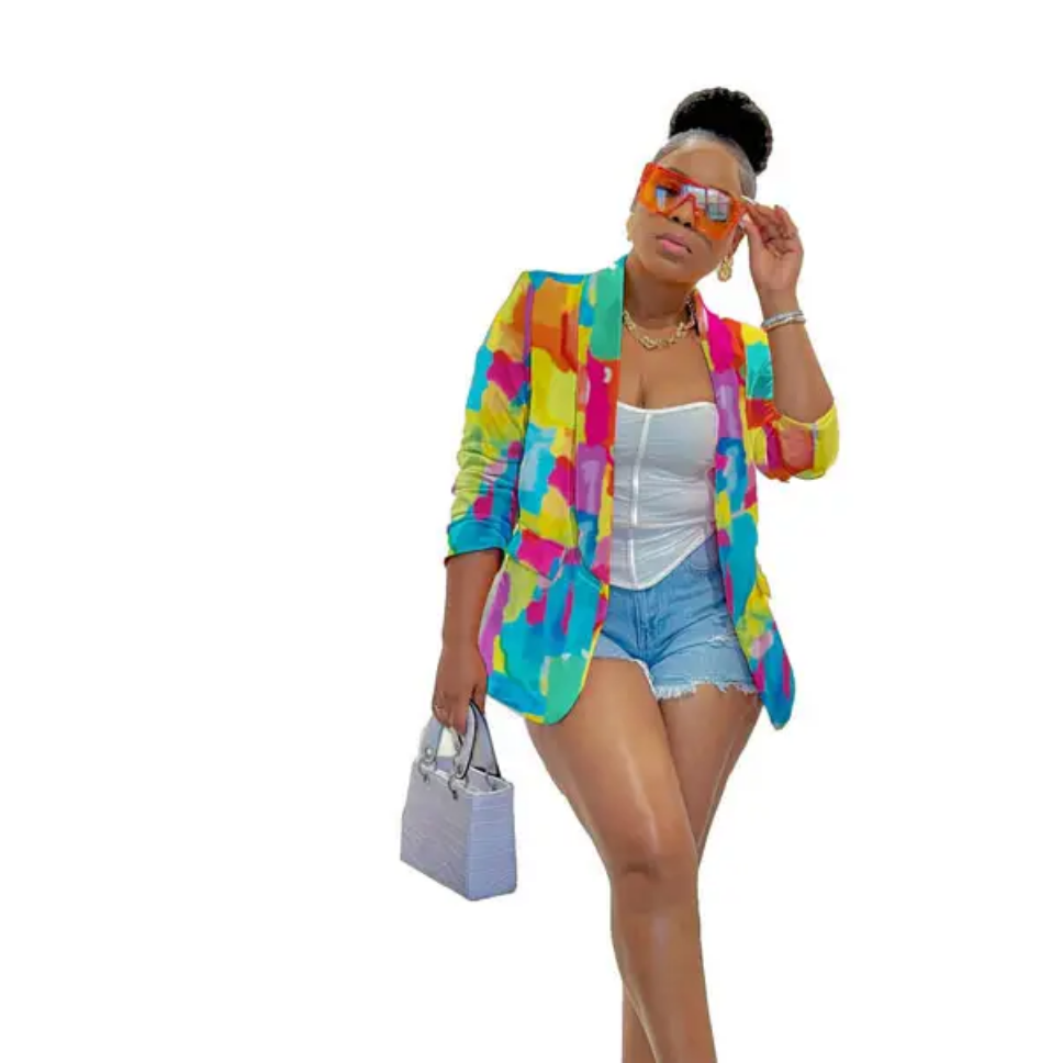 Women's solid open front blazer  image 1