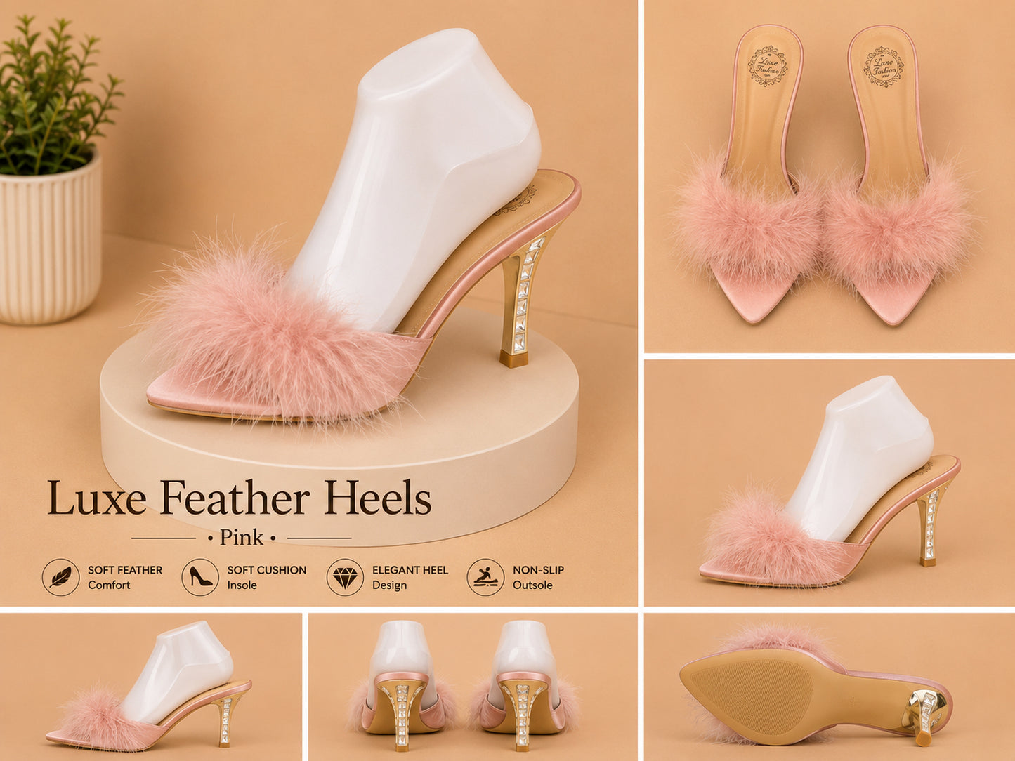 Blush Feather Heels image 1