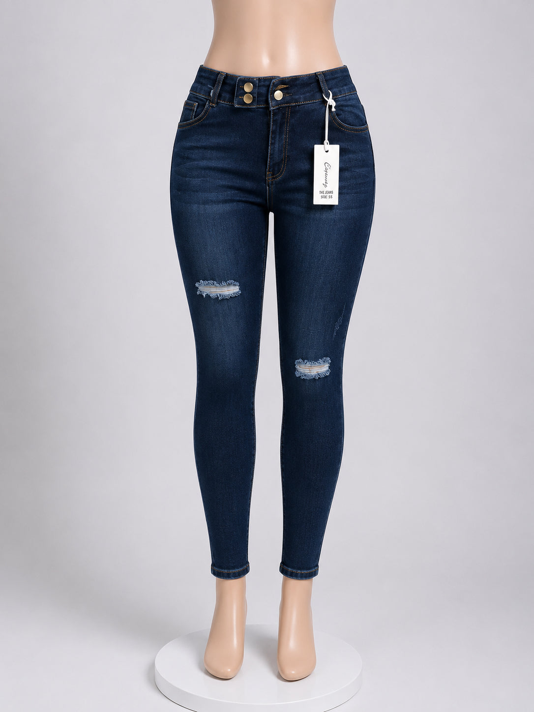 Dark Wash High-Rise Skinny Jeans – Back View image 0