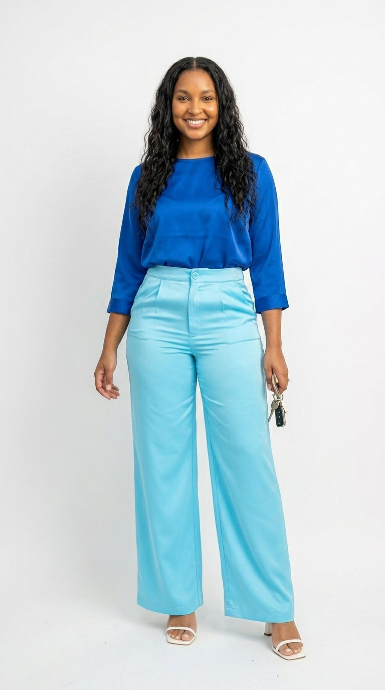 Satin High-rise wife leg pants  image 1