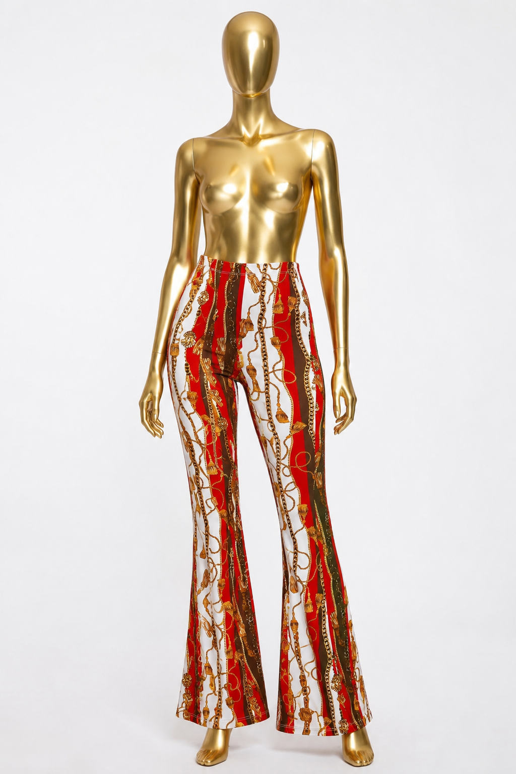 Multi color Baroque chain print flared pant