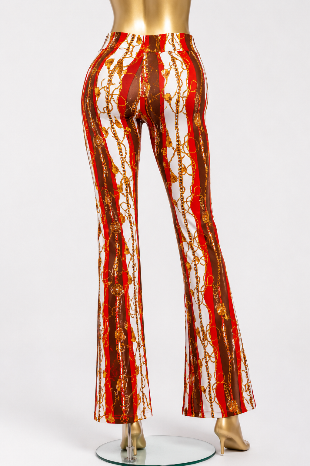 Multi color Baroque chain print flared pant