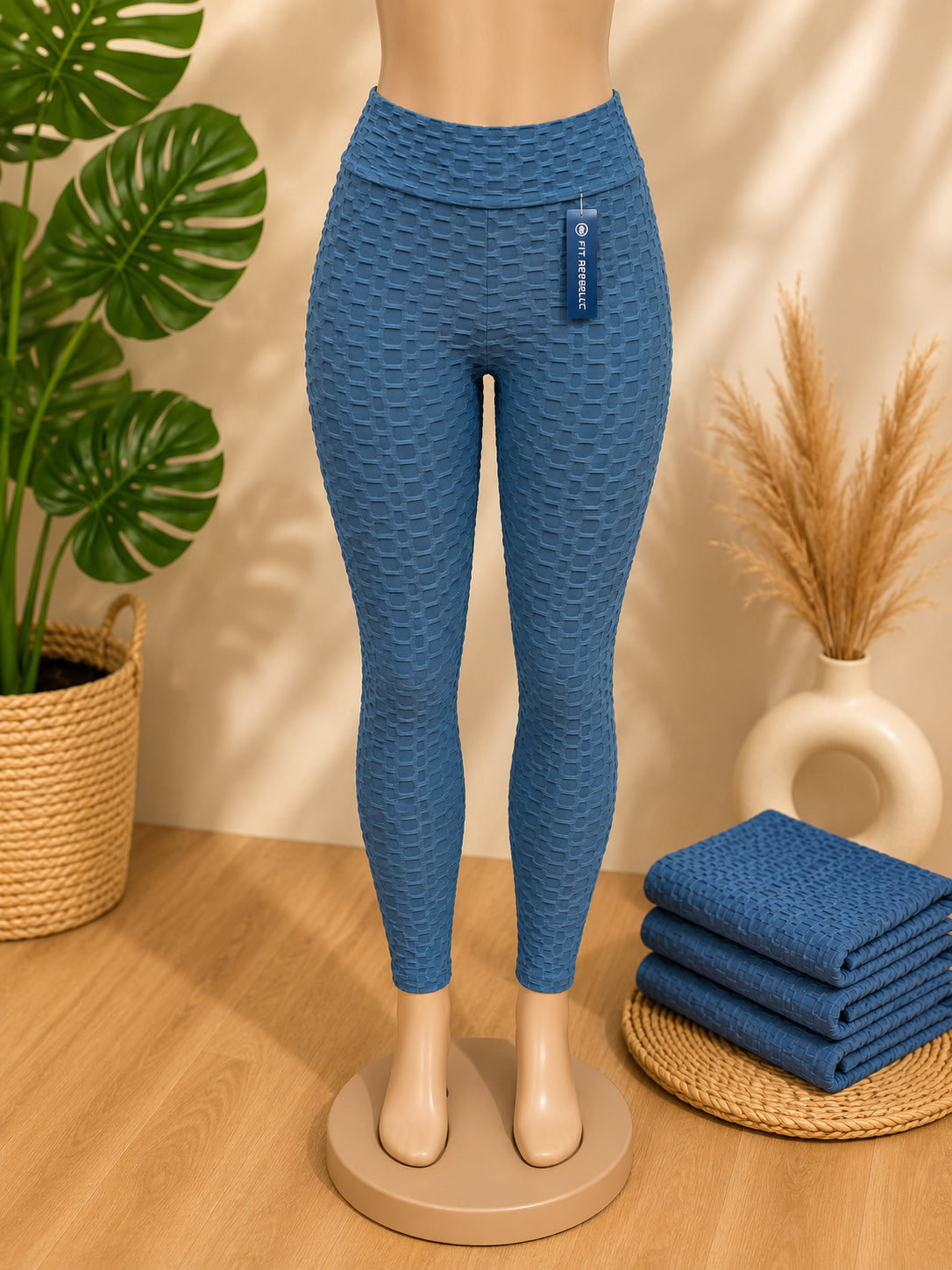 Women’s High-Waisted Textured Butt Lift Leggings  image 5