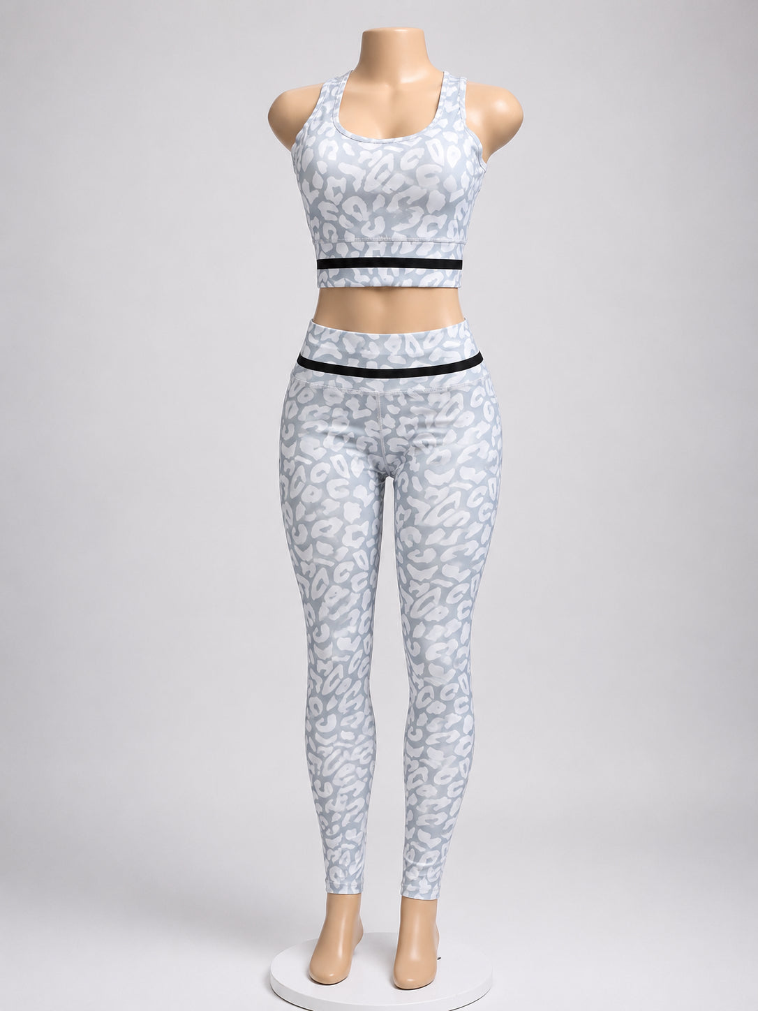 Women’s Leopard Print Sports Bra & High-Waist Leggings Set – Back View image 0