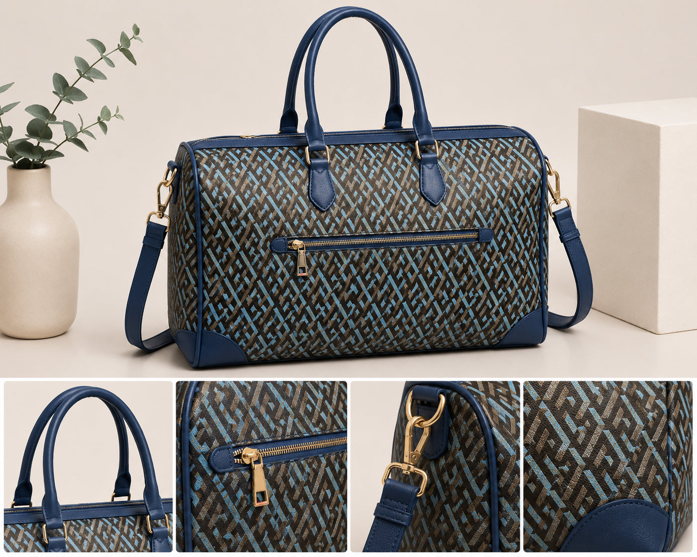 Luxury Patterned Travel Duffel Bag – Large Weekender Carry-On Bag image 2