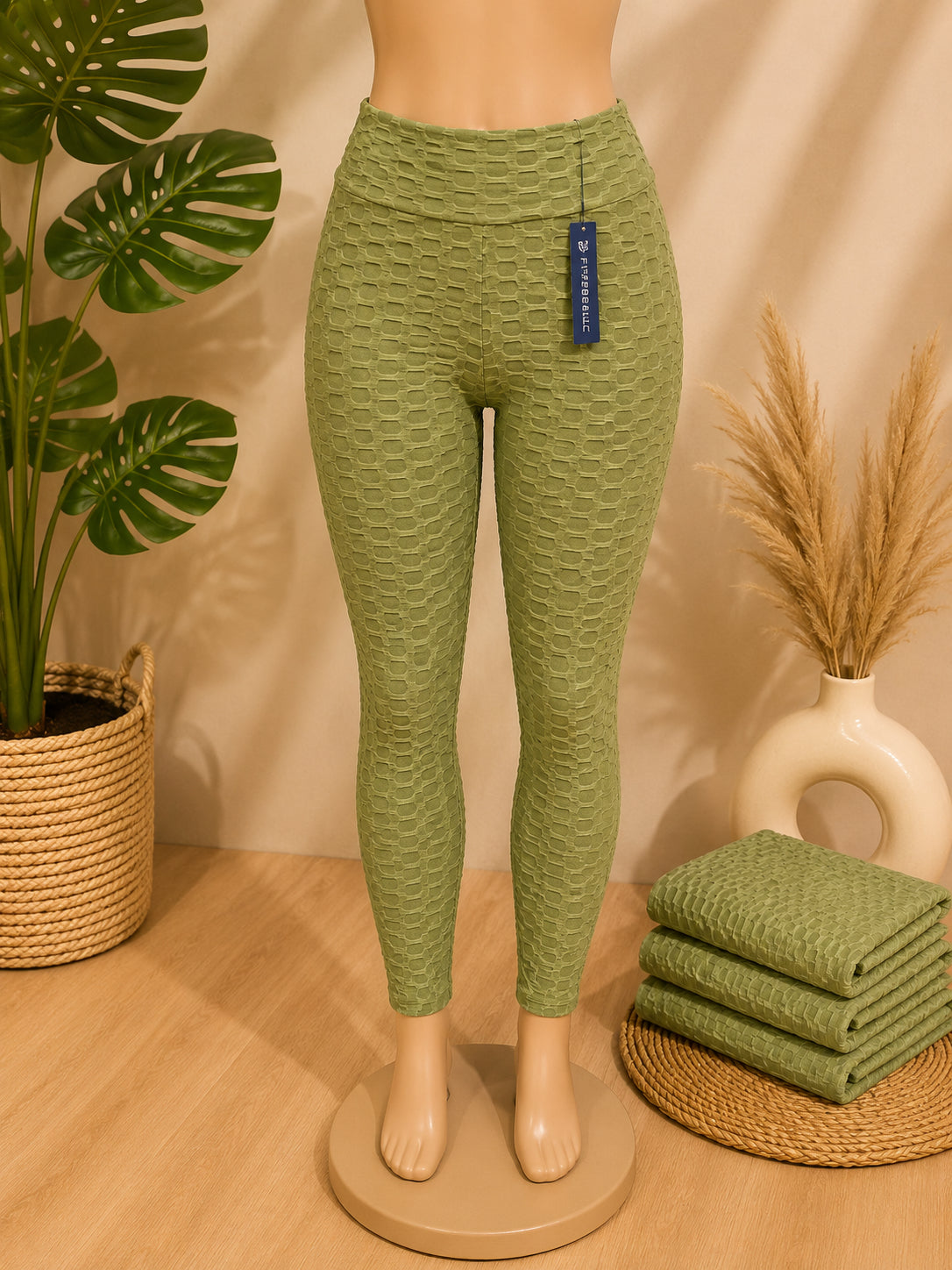 Women’s High-Waisted Textured Butt Lift Leggings  image 4