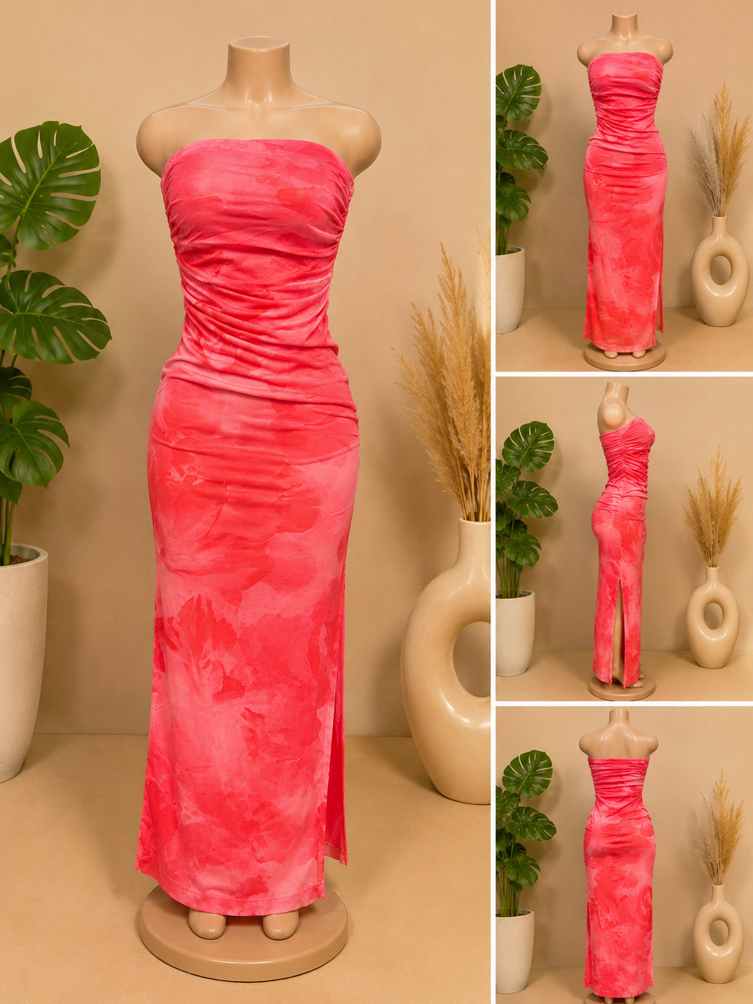 Women’s Strapless Ruched Bodycon Maxi Dress  image 0