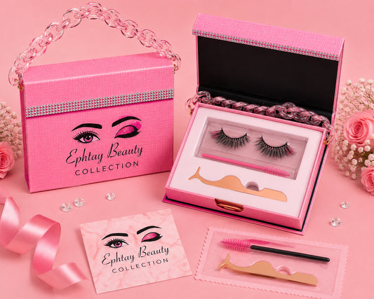 Ephtay Beauty Pink Print Magnetic Eyelash Kit – Reusable Faux Mink Lashes wit image 0