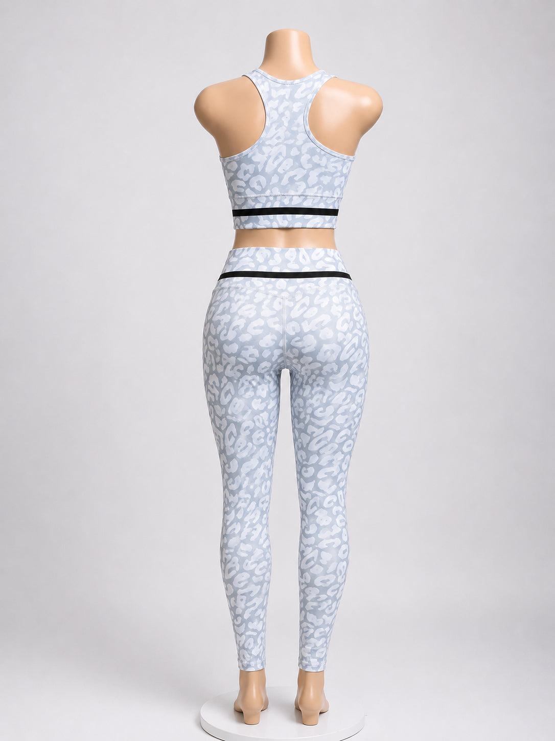 Women’s Leopard Print Sports Bra & High-Waist Leggings Set – Back View image 1